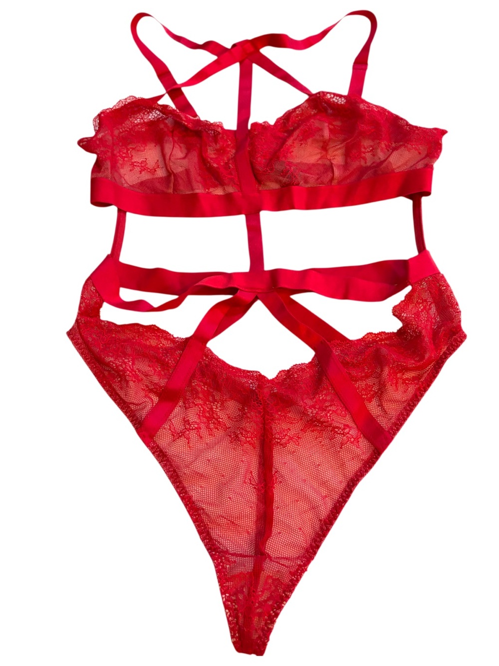 Victoria’s Secret Red Lace Caged Negligee Nighty large
